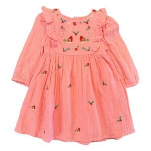 NWOT JoJo Maman Bébé Embroidered Holiday Dress, Pink, 18–24 Months